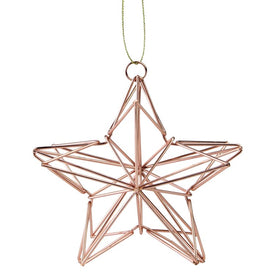 4.5" Rose Gold Geometric Wire Star Christmas Ornament