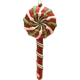 9" Glittered Red and Green Two-Finish Shatterproof Lollipop Christmas Ornament