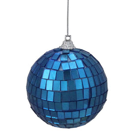 2.75" Lavish Blue Mirrored Glass Disco Ball Christmas Ornaments Set of 6