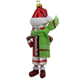 6" Red and Green Tootsie Roll Chewy Chocolate Candy Glass Christmas Ornament