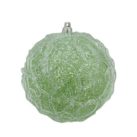 4" Green Glittered Shatterproof Swirl Ball Christmas Ornament