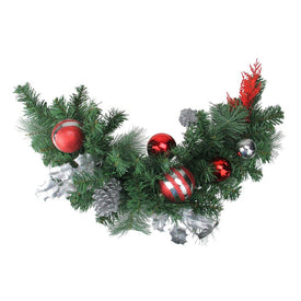26" Unlit Red Pine Cone and Ornaments Artificial Christmas Swag