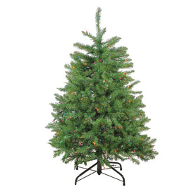 4' Pre-Lit Northern Pine Full Artificial Christmas Tree - Multi-Color Lights