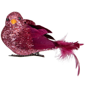 4" Burgundy Le' Facing Bird Clip-on Christmas Ornament