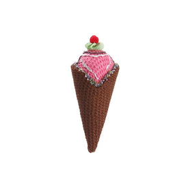 6" Brown and Pink Strawberry Ice Cream Cone Christmas Ornament
