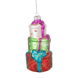 4.5" Multi-Color Stacked Presents Glass Christmas Ornament