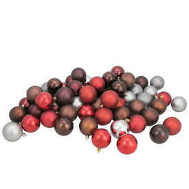 2.5" Red and Silver Shatterproof Four-Finish Ball Christmas Ornaments Set of 60