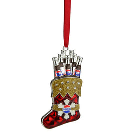 3.5" Red and Silver-Plated Pepsi Stocking Christmas Ornament