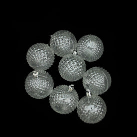 2.5" Clear Shatterproof Transparent Diamond Cut Ball Christmas Ornaments Set of 8