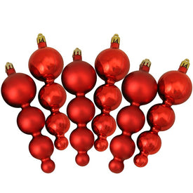 5.75" Red Hot Shatterproof Two-Finish Christmas Ornaments Set of 6
