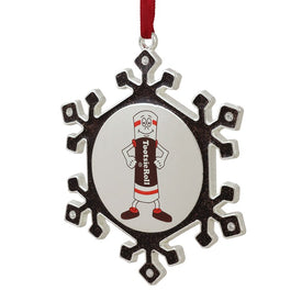 3.5" Silver-Plated Snowflake Tootsie Roll Man Candy Logo Christmas Ornament