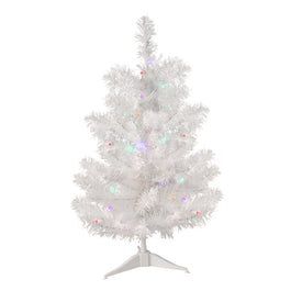 2' Pre-Lit Medium Frosted Artificial Christmas Tree - Multi-Color LED Lights