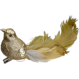 5" Gold Clip-On Glittered Bird Christmas Ornament