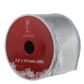 2.5" x 12 Yards Shimmery Silver Horizontal Wired Christmas Craft Ribbon Spools Club Pack of 12