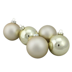 3.25" Champagne Gold Two-Finish Glass Ball Christmas Ornaments Set of 6