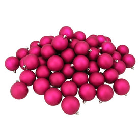 3.25" Magenta Pink Shatterproof Matte Ball Christmas Ornaments Set of 32