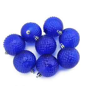 2.5" Lavish Blue Shatterproof Transparent Ball Christmas Ornaments Set of 8