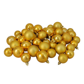 2" Gold Shatterproof Two-Finish Ball Christmas Ornaments Set of 50