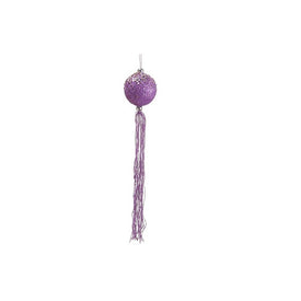 12" Purple Beads Shatterproof Glittered Ball Christmas Ornament with Tassels