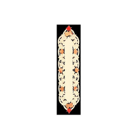 54" Beige and Red Autumn Elegance Embroidered Fall Leaf Table Runner