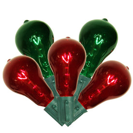 10-Count Red and Green Transparent Mini Christmas Light Set with 9' Green Wire