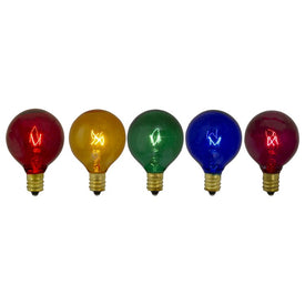 2" Transparent Multi-Color G40 Globe Christmas Replacement Light Bulbs Pack of 5
