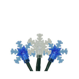 10-Count Blue and White LED Snowflake Christmas Lights with 3.8' Green Wire