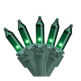 50-Count Green Perm-O-Snap Mini Christmas Light Set with 25.25' Green Wire