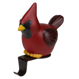 5.5" Red and Black Sitting Cardinal Bird Christmas Stocking Holder