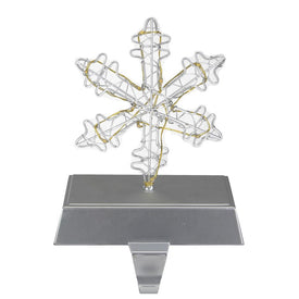 7.5" LED Lighted Silver Wired Snowflake Christmas Stocking Holder