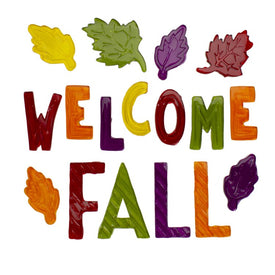 Burgundy and Orange Welcome Fall Thanksgiving Gel Window Clings