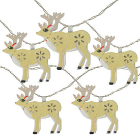 10-Count Battery-Operated Warm White LED Reindeer Christmas Lights with 4.5' Clear Wire