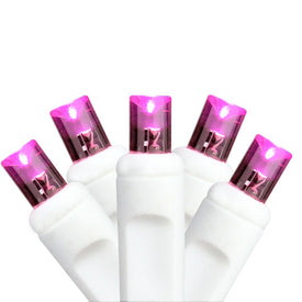 50-Count Pink LED Wide-Angle Commercial-Grade Christmas String Lights with 24.5' White Wire