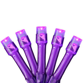 20-Count Battery-Operated Purple LED Wide-Angle Christmas Lights with 7' Purple Wire