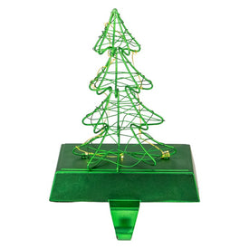 8" LED Lighted Green Wired Christmas Tree Stocking Holder
