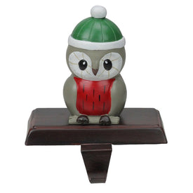 6" Red and Green Perched Owl Christmas Stocking Holder