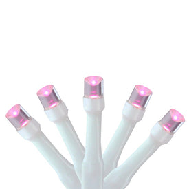 20-Count Battery-Operated Pink LED Wide-Angle Christmas Lights with 6.25' White Wire