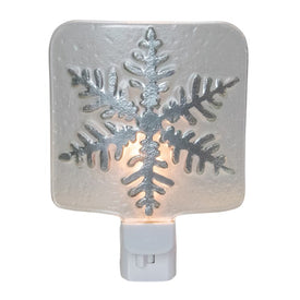 6' Silver Snowflake Glass Christmas Night Light