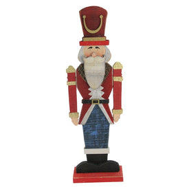 21" Red and Blue Painted Wooden Standing LED Nutcracker