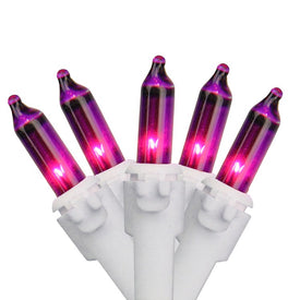 100-Count Purple-Pink Mini Christmas Lights with 2.5" Spacing and White Wire