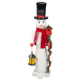 18" White and Red Snowman Nutcracker Christmas Tabletop Decor