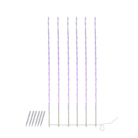 108-Count Purple LED Branch Patio and Garden Christmas Light Stakes with 8.5' White Wire Set of 6