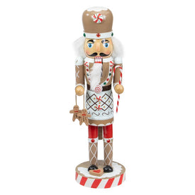 14" Beige and Red Gingerbread Chef Christmas Nutcracker