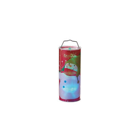 12" Battery-Operated Red LED Color Changing Snowman Christmas Lantern