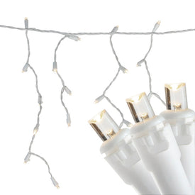 100-Count White LED Wide-Angle Icicle Christmas Lights with White Wire