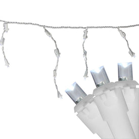 100-Count White LED Wide-Angle Christmas Icicle Lights with 5.5' White Wire