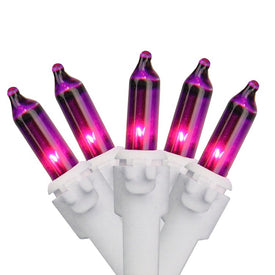 35-Count Purple Mini Christmas Light Set with 7' White Wire