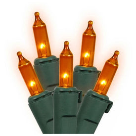 4' x 6' Orange Mini Incandescent Net-Style Christmas Lights with Green Wire
