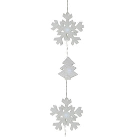 12-Count Battery-Operated White LED Snowflake and Tree Mini Christmas Lights with 5.5' Clear Wire