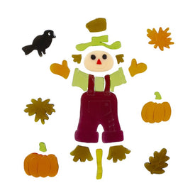 Scarecrow and Pumpkins Thanksgiving Gel Window Clings